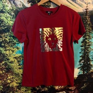Anne Klein a sport Burgandy & Gold Lion Tshirt Medium NWT